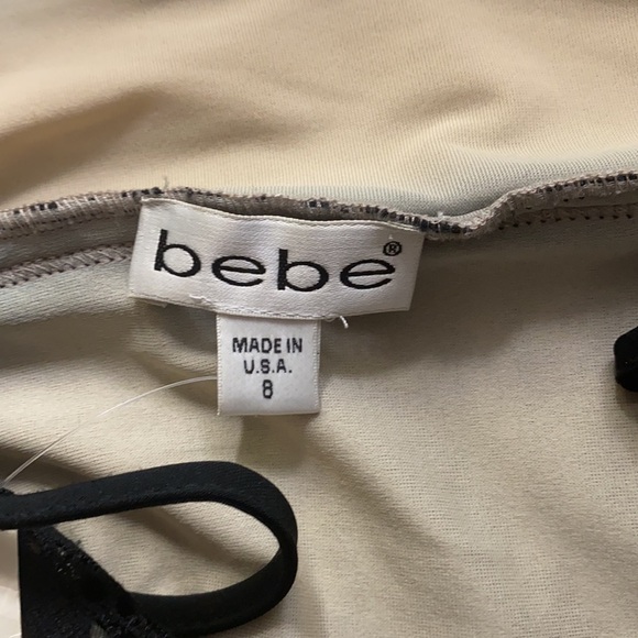 Bebe Chain Stitch Black Dress Flesh Color Lining - Picture 4 of 4